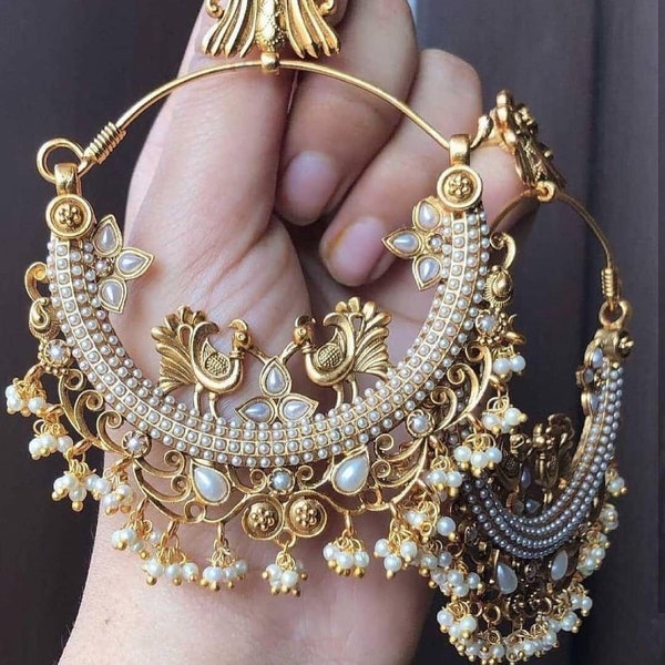 Gold Earrings/ Oxidized Jhumka/ India Jewelry/ Bollywood Jewelry/Kundan Jewelry Set/ Handmade Earrings/ Pakistani Jewellery/ Earrings/ Gifts
