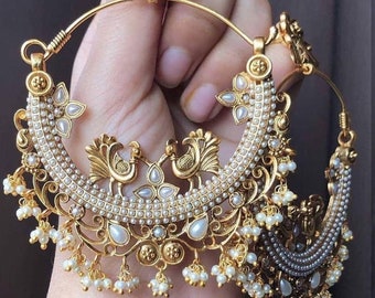 Gouden oorbellen / geoxideerde Jhumka / India sieraden / Bollywood sieraden/Kundan sieraden set / handgemaakte oorbellen / Pakistaanse sieraden / oorbellen / geschenken