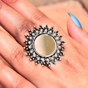 Cocktail statement Finger rings adjustable oxidized brass Indian jewelry oxidized bohemian jewelry