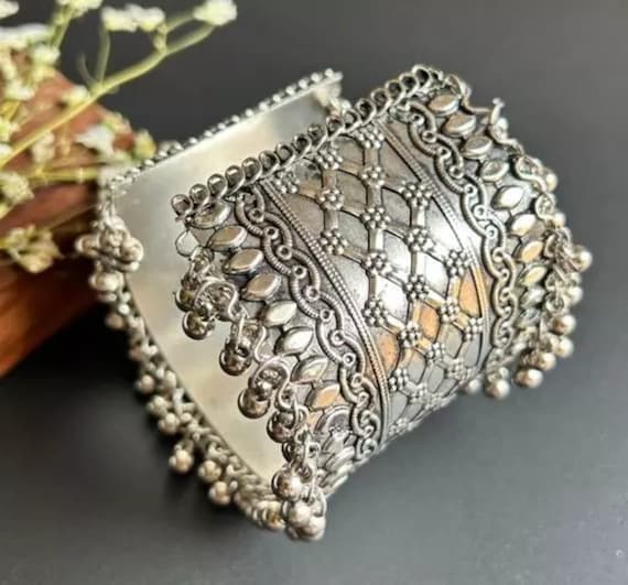 Oxidized Silver Plated Bracelet/ Indian Bangle/ Bollywood Oxidised