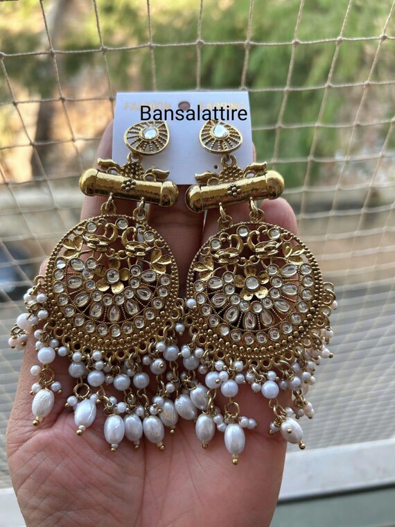 Gold Earrings/ Oxidized Jhumka/ India Jewelry/ Bollywood Jewelry