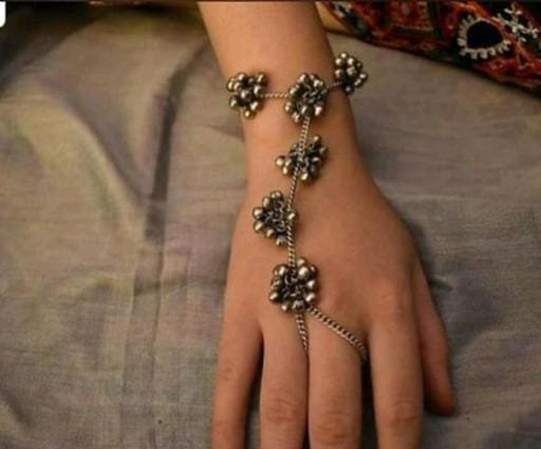 Rubans Set Of 2 Silver-Plated Oxidized Artisan-Crafted Bangles with Ghungroo Beads