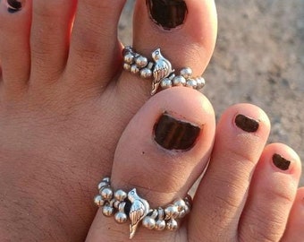 Indian Silver Oxidised Ghungroo Toe Ring, Animal Body Jewelry, Women Party Wear Toe Ring, Women Adjustable Toe Ring, Bridal Party Wear Ring
