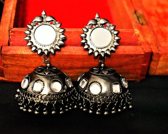 Flipkart.com - Buy Pinkcity Oxidised Silver Plated Handmade Jhumka Jhumki  Earrings Silver Jhumki Earring Online at Best Prices in India