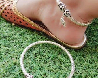 Indian Fashionable Silver Plated Metal Toe Kada For Women/ Indian Oxidized Traditional Stylish Anklet Kada Set/Bollywood Handmade Kada(Pair)