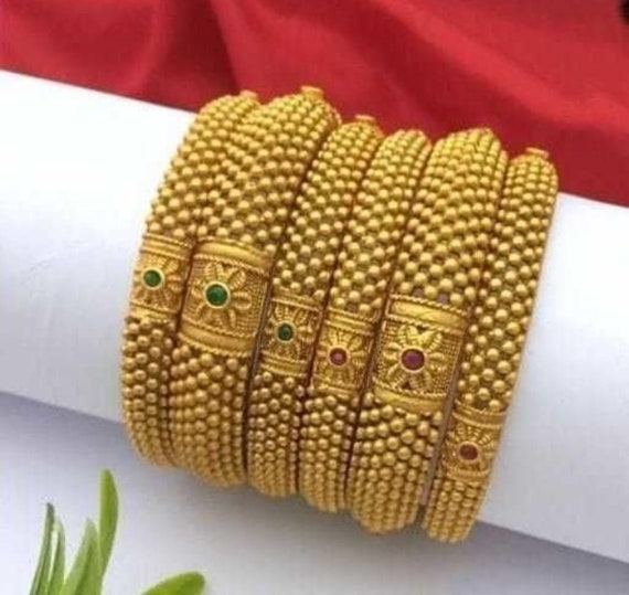 Fancy Gold Plated Bangles Set Oxidized Bangle Set Indian Jewelry