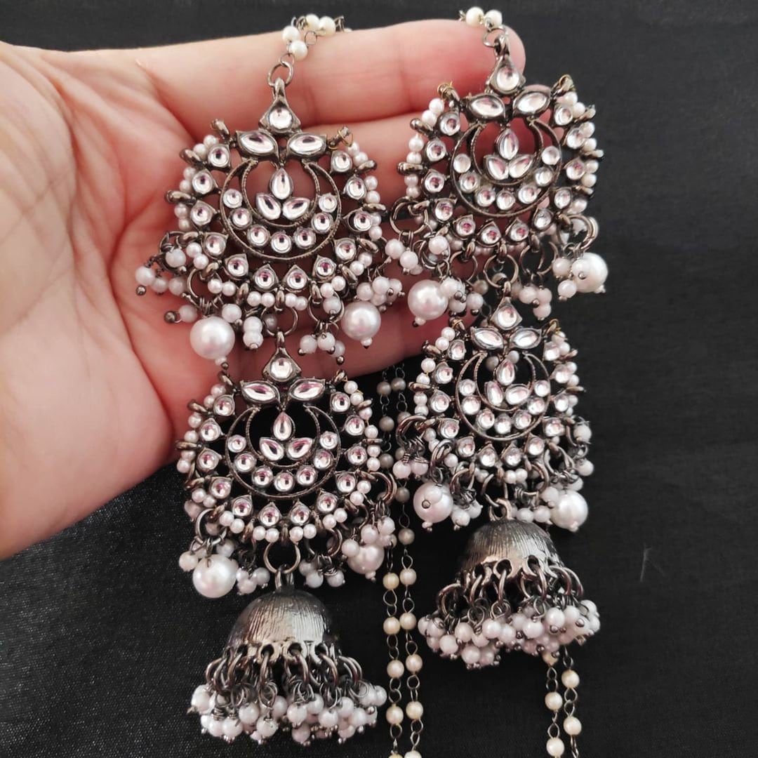 Latest oxidised earrings sale design
