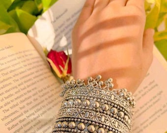 Silver Bangles Set, Indian Jewelry Oxidised Bangles, Indian Ethnic