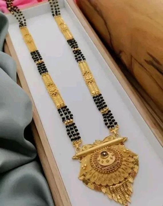 Gold plated mangalsutra long discount