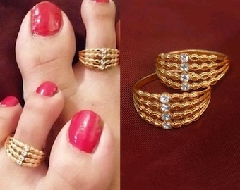 Minimalist golden Kundan toe ring /edding toe ring/ bridal toe ring/ ethnic wear/midi ring/adjustable toe ring/gift for her