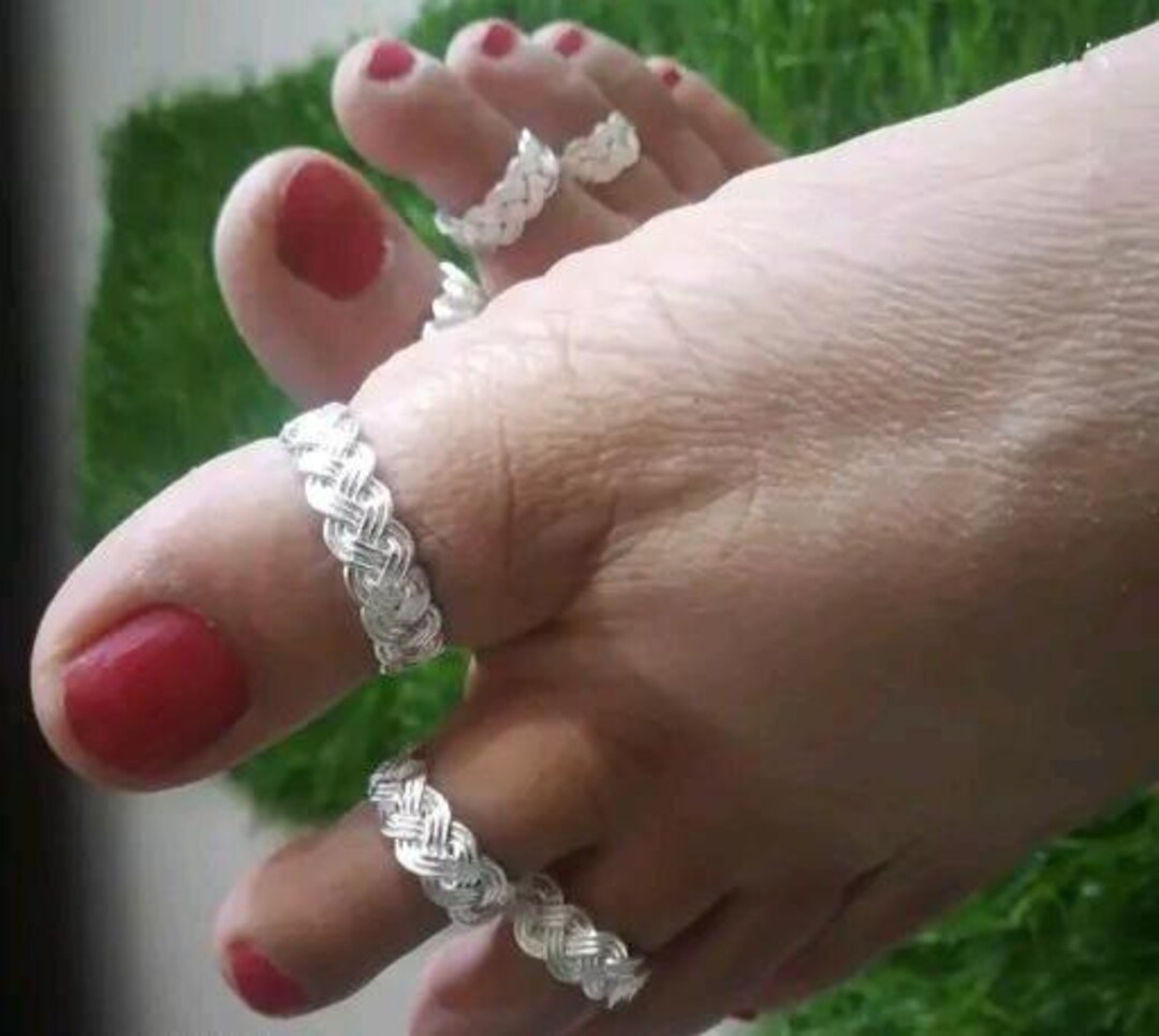 Silver Polish Designer Toe Ring - Custom Silver Toe Ring Pair - 6 ...