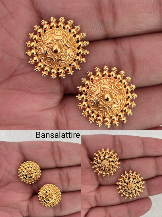 Antique South Indian Oxidized Gold Plated Stud Earrings Three(3) Combo  Indian Bollywood Oxidised Gold Plated Stud Earrings Jewelry