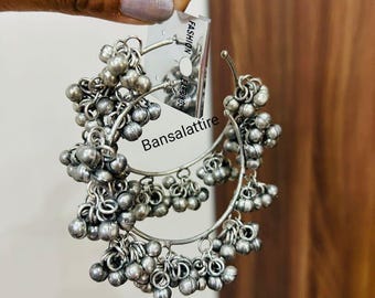 Latest Chandelier Indian Oxidized Silver Jewelry Earrings/ Traditional Silver Jhumka Earrings/ Baliyaan/ Bollywood Handmade Earrings