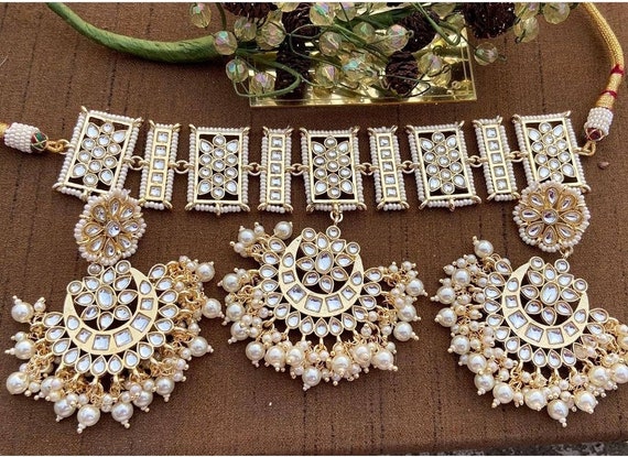 Kundan Earrings/ Kundan Chandbali/ Indian Earrings /Pearl Earrings / Pakistani Earrings/ Bollywood Style Earrings / Oxidized Indian Jewelry