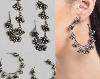 Latest Chandelier Indian Oxidized Silver Jewelry Earrings/ Traditional Silver Jhumka Earrings/ Baliyaan/ Bollywood Handmade Earrings