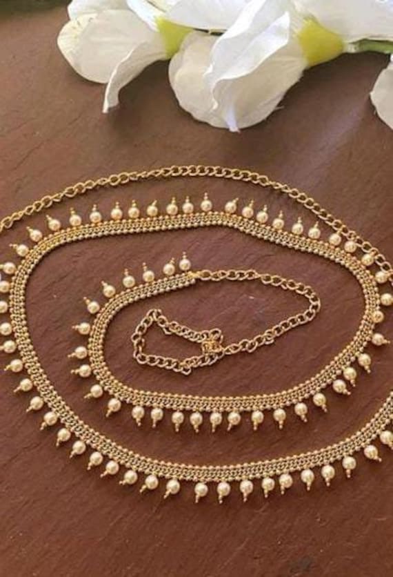 Authentic Rajasthani Stomach Chain / Daabu Amazon.com: VAMA Golden Kamarbandh Vaddanam Kardhani  main image 2
