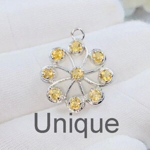 Natural Yellow Citrine Pendent, Chakra Design Pendent, 925 Silver Pendant, Yellow Gemstone Necklace, Birthstone Gemstone Pendant.