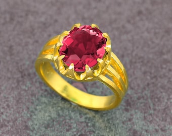 8ct Red Ruby Ring Men, Handmade 925 Silver Ruby Wedding Ring, Men's Ruby Solitaire Oval Cut Ring, Prong Setting Ruby Luxurious Ring For Men.