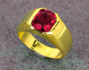Bague de fiançailles pour homme en argent 925 avec rubis brillant, pierre précieuse rouge rubis 6 carats, coupe fine et bague pour homme polonaise.