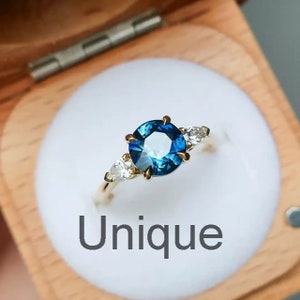 Blauer Saphir Edelstein Ring, leuchtender Saphir Verlobungsring, 925 Sterling Silber Ring, Schöne Blauer Versprechen Ring, Frauen Saphir Ring.