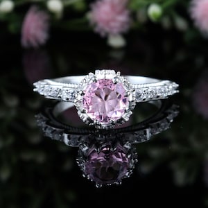 Rare Pink Moissanite Gemstone Ring, Eternity Pink Engagement 925 Silver Ring, Special Moissanite 2nd Anniversary Ring, Propose Promise Ring.