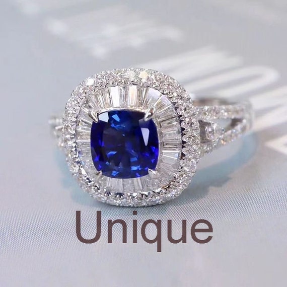 Royal Blue Sapphire Gemstone Ring, Engagement Ring 925 Sterling Silver, Bridal Birthstone Women Sapphire Ring, Luxury Gemstone Ring Jewelry.