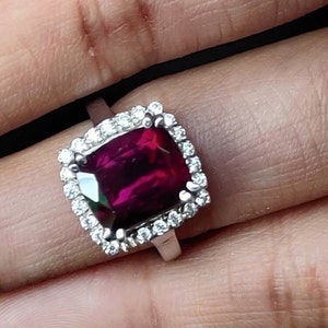 Einzigartiger Rosa Granat Ring, Granat Edelstein Ring, 925 Reiner Silber Ring, Smaragd Schnitt Frauen Ring, Rosa Strahlende Granat Edelstein Mama Ring Geschenk.