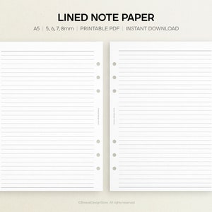 Lined Note Paper Printable | A5 Lined Paper, Lined Notes, Writing Paper ...