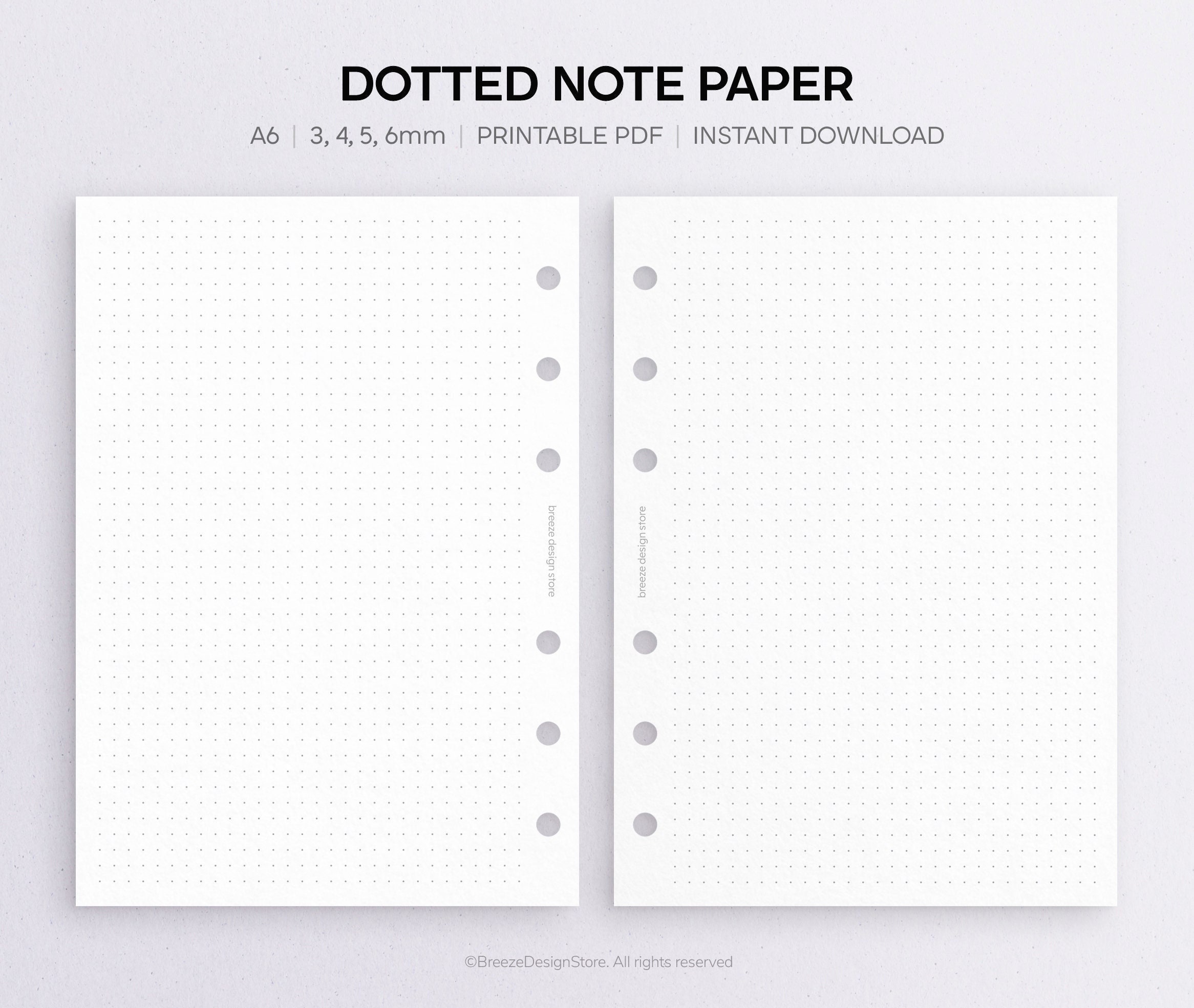 Grid or Dot Paper A5 6 Ring Binder Refills 
