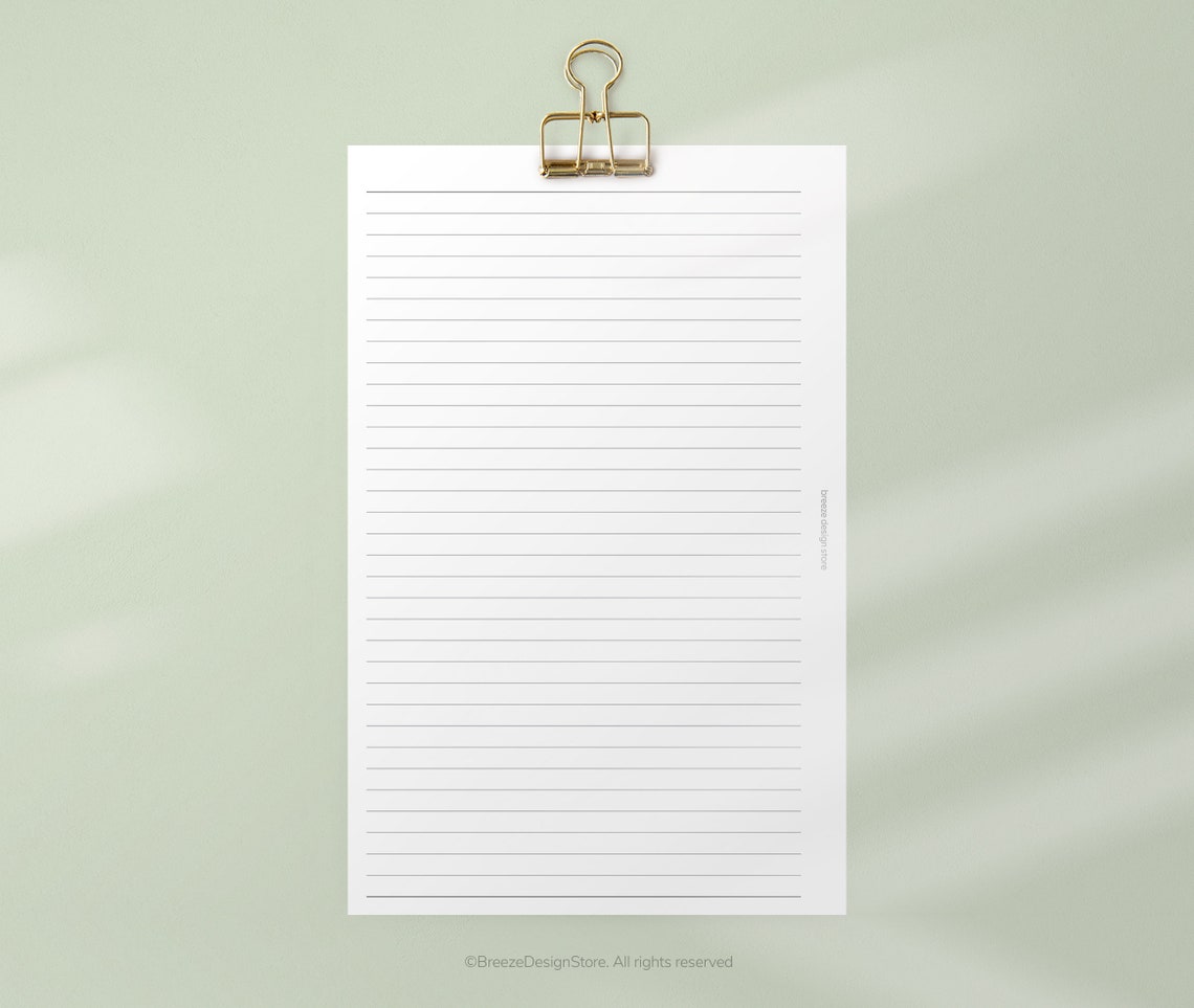 Lined Note Paper Printable | Half Letter Lined Paper, Lined Notes ...