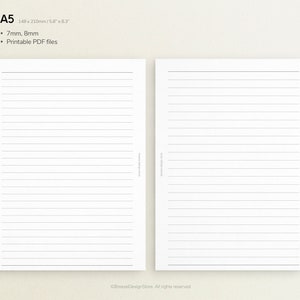Lined Note Paper Printable | A5 Lined Paper, Lined Notes, Writing Paper ...