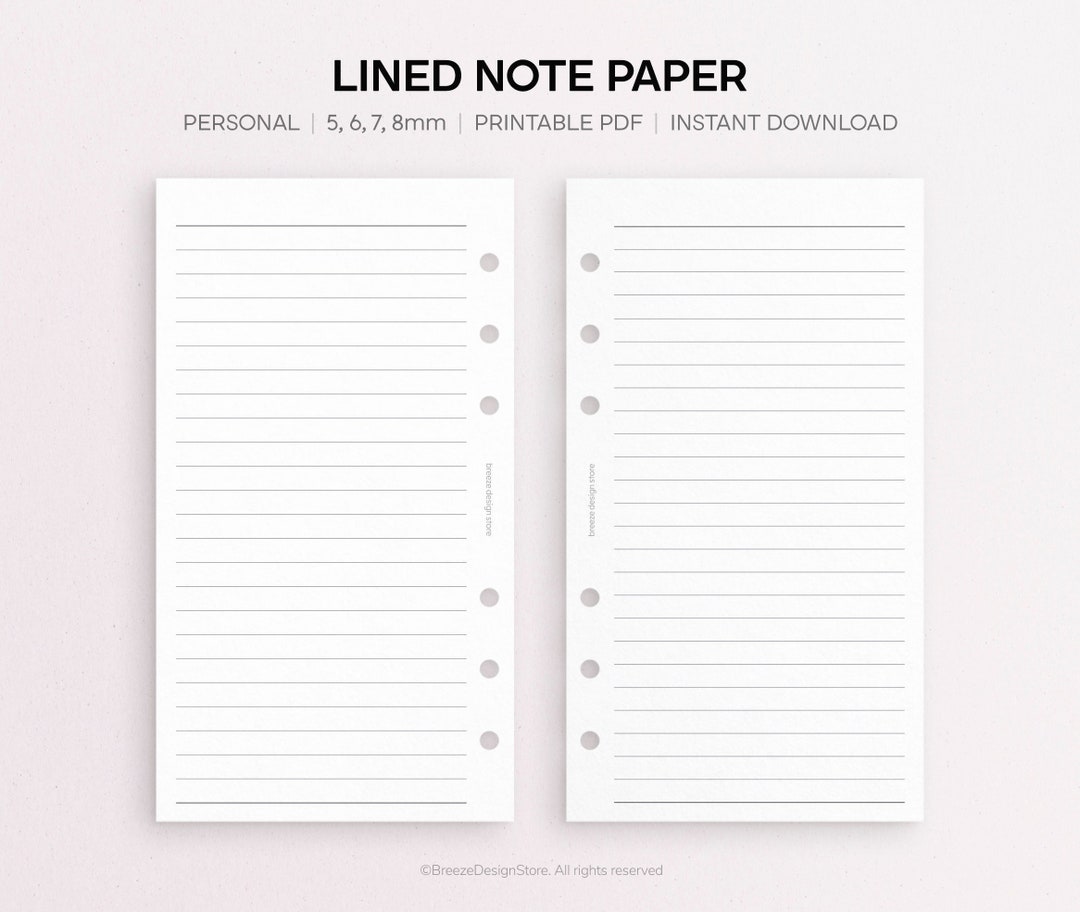 Lined Note Paper Printable | Personal Lined Paper, Lined Notes, Writing ...