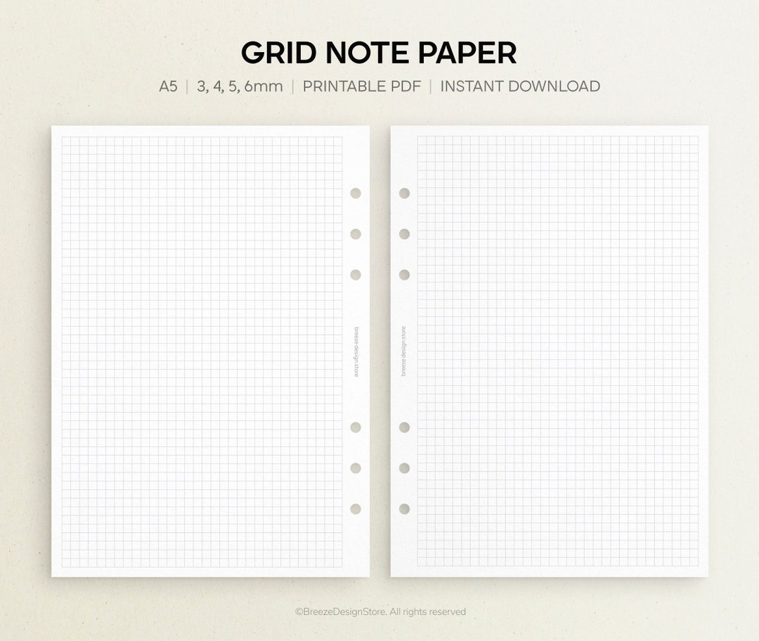 Grid Note Paper Printable A5 Grid Paper, Grid Notes, Writing Paper