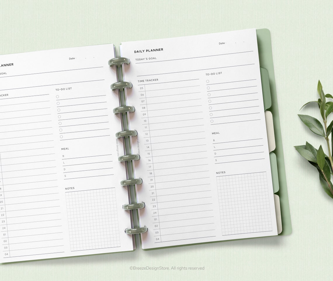 Undated Daily Planner Printable Half Letter Daily Printable, Day on One ...