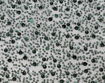 Beaded sequin lace - dark green