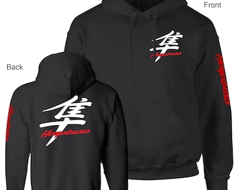 Hayabusa Bike Racing, Motorsport Ch/S/B White and red printed, unisex black hoodie