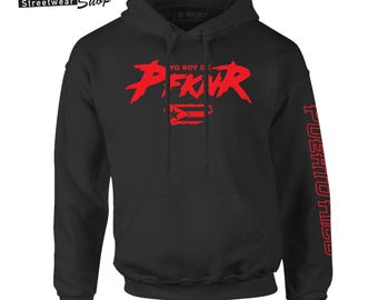 Yo Soy De PfknR, Puerto Rico, Bad Bunny, Unisex Black Hoodie Red Print