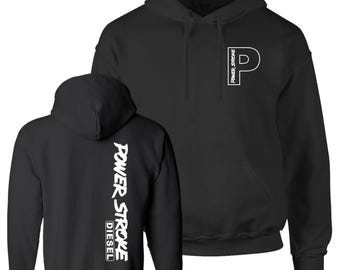 PowerStroke, Diesel Truck, Ch/B, Black Hoodie White Print