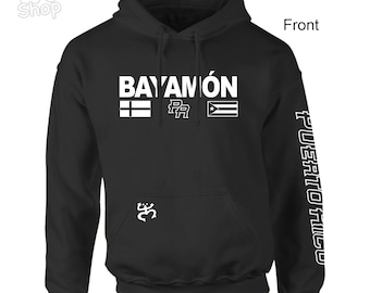 Bayamon, PR, Flag, Puerto Rico, Boricua, FpS, Unisex C. Black Hoodie