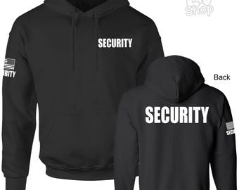 Security, Bouncer, Police, Event Staff, Uniform, Guard, USA Flag, Unisex Black Hoodie