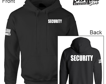 Security, Bouncer, Police, Event Staff, Uniform, Guard, USA Flag, Unisex Black Hoodie