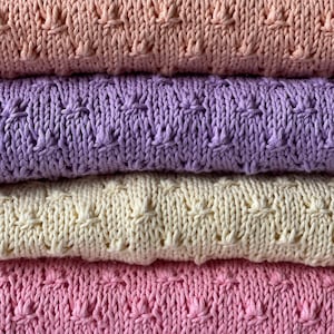 Hand Knitted Cotton Blanket for Babies - Baby shower gift - new mom gift - newborn blanket - new baby gift -