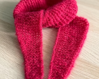 Hand knitted alpaca and silk scarf