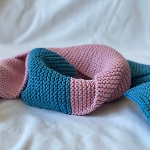 Hand knitted two colours scarf - merino wool scarf - multicolor scarf
