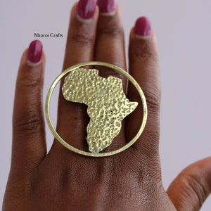 African map brass ring, African Brass jewelry, Metal rings, Handmade rings, Unisex rings, Adjustable rings, Gift for her, Christmas gift