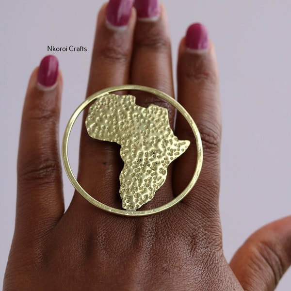 African map brass ring, African Brass jewelry, Metal rings, Handmade rings, Unisex rings, Adjustable rings, Gift for her, Christmas gift