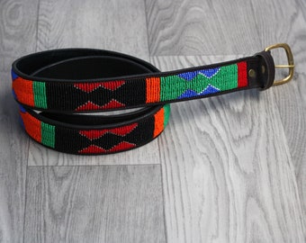 Maasai beaded belt, Leather belt, Handmade belt, African beaded belt, Men belt, Casual belt, Boho belt, Gift for him, Gift for her,