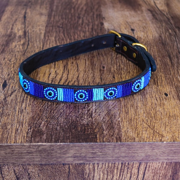 African Beaded Collar,  Handmade Dog Collar , Maasai collar, Leather collar, Pet Gift, Christmas gift, Pet collar, Dog leash, Pet lead