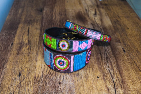 Maasai Beaded Whippet Collars Lurcher Collar Grey Hound Collar African Collar Handmade Collar Leather Collar Pet Collar Etsy UK