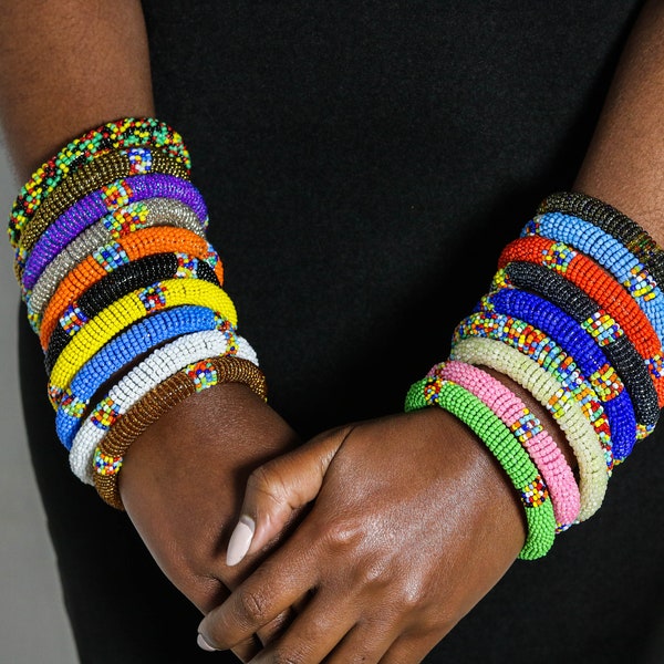 Bracelets de perles africaines, bracelets de perles massaï, bracelets de poignet zoulou, bijoux de perles africaines, cadeau de Noël pour elle, cadeau pour maman